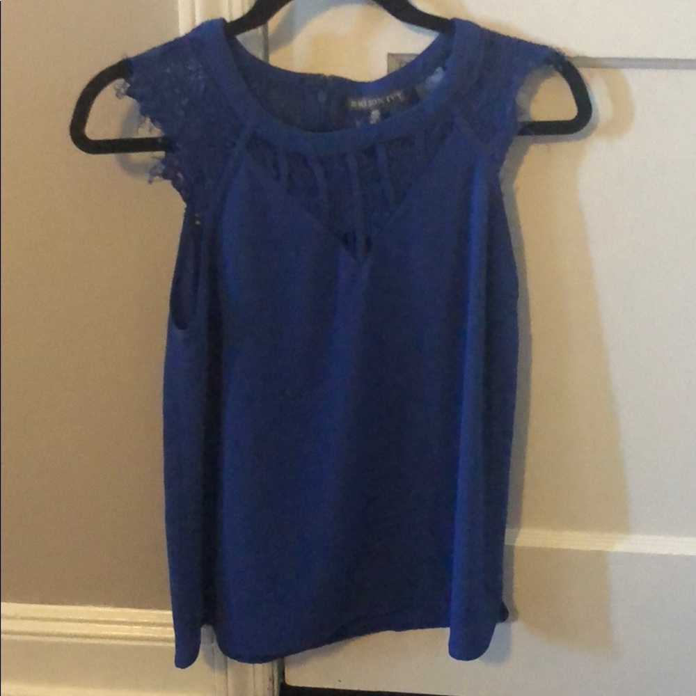 Briton Ivy blue lace cap sleeve top